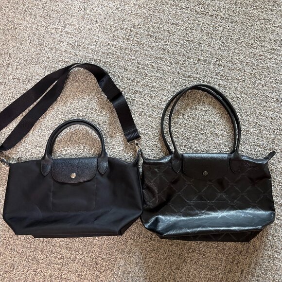Lot of 2 Longchamp Black Planetes Bags - Picture 2 of 8